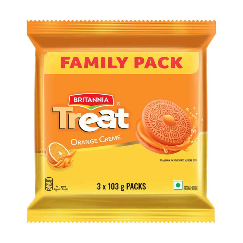 BRITANNIA Treat Orange Cream Sandwich Biscuit(309 g)
