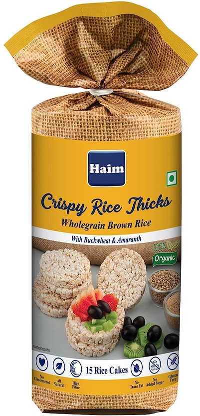 Haim Organic Crispy Rice Thicks Wholegrain Brown Rice Cake with Buckwheat and Amaranth Cookie Cake Biscuit(110 g)