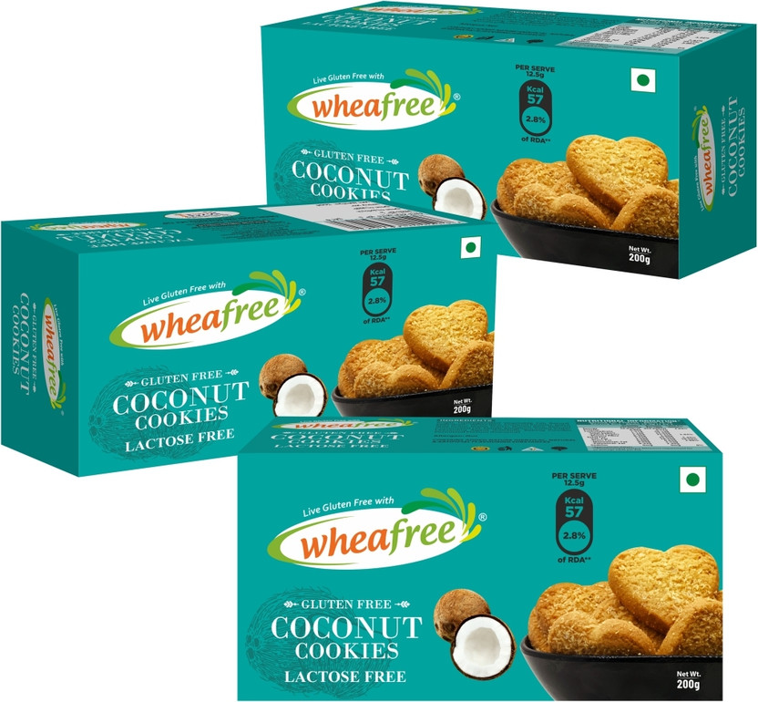 wheafree Coconut Cookies - Gluten Free - Pack of 3 (200g each) Cookies(3 x 200 g)