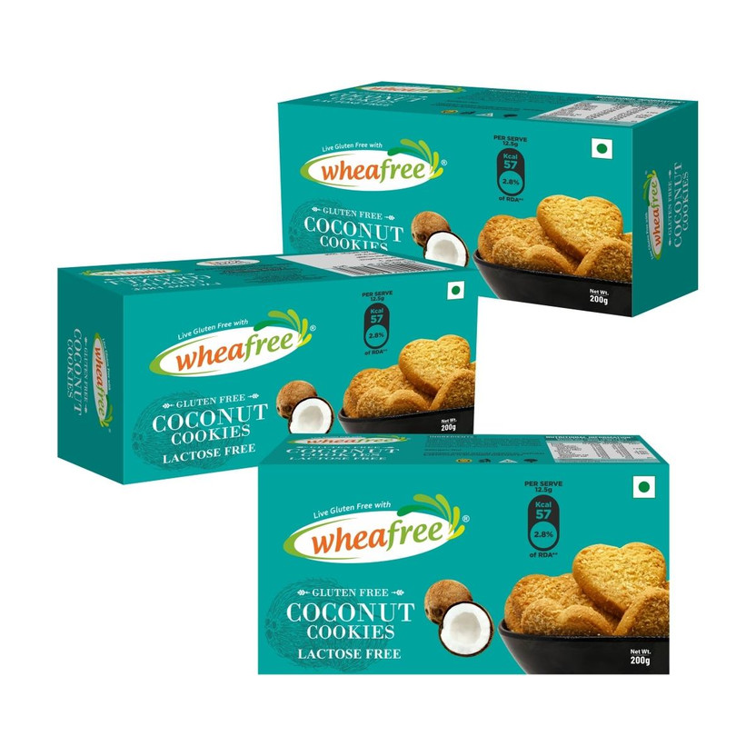 wheafree Coconut Cookies - Gluten Free - Pack of 3 (200g each) Cookies(3 x 200 g)