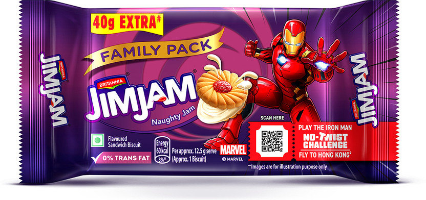 BRITANNIA Treat Jim Jam Cream Sandwich Biscuit(5 x 100 g)