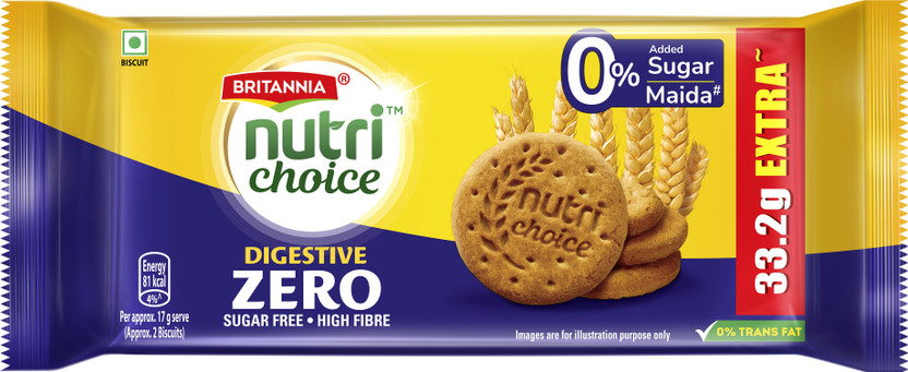 BRITANNIA Nutri Choice Digestive Zero Sugar Free- High Fiber Biscotti Biscuit(366.8 g)
