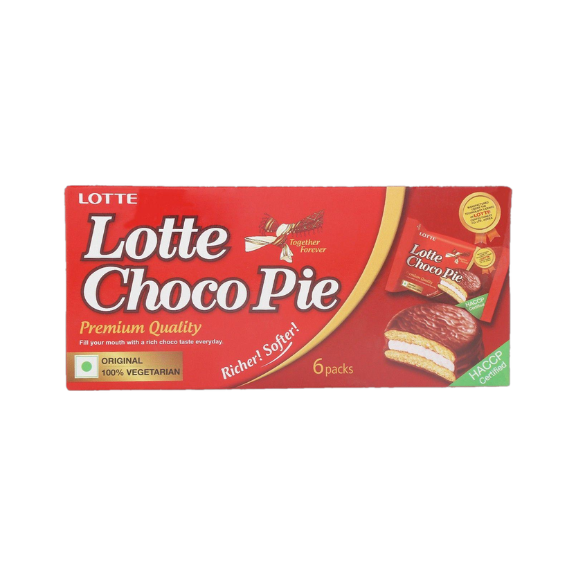 Lotte Choco Pie - Soft Biscuits coated with Premium Chocolate Cream Sandwich Biscuit(168 g)