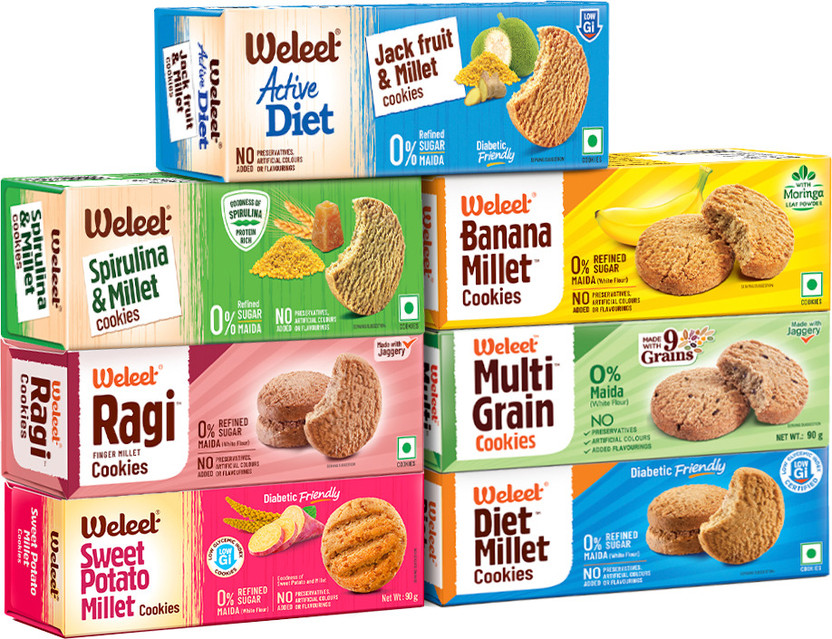 Weleet Assorted Pack of Digestive Cookies|Home/Office Snack|Healthy & Natural|Pack of 7 Digestive Biscuit(7 x 90 g)