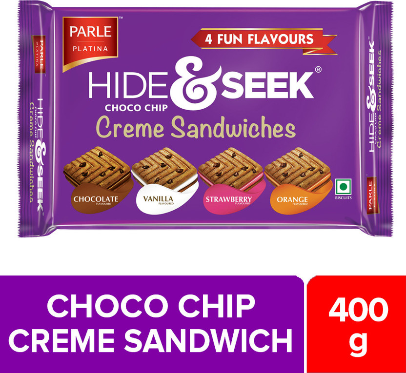 PARLE Hide & Seek Choco Chip Creme Sandwiches Cookies Biscuit(400 g)