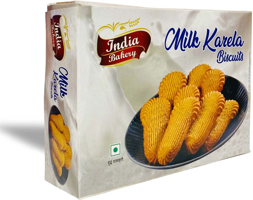 INDIA BAKERY Milk Karela Biscuits 350 GM Cookies(350 g)