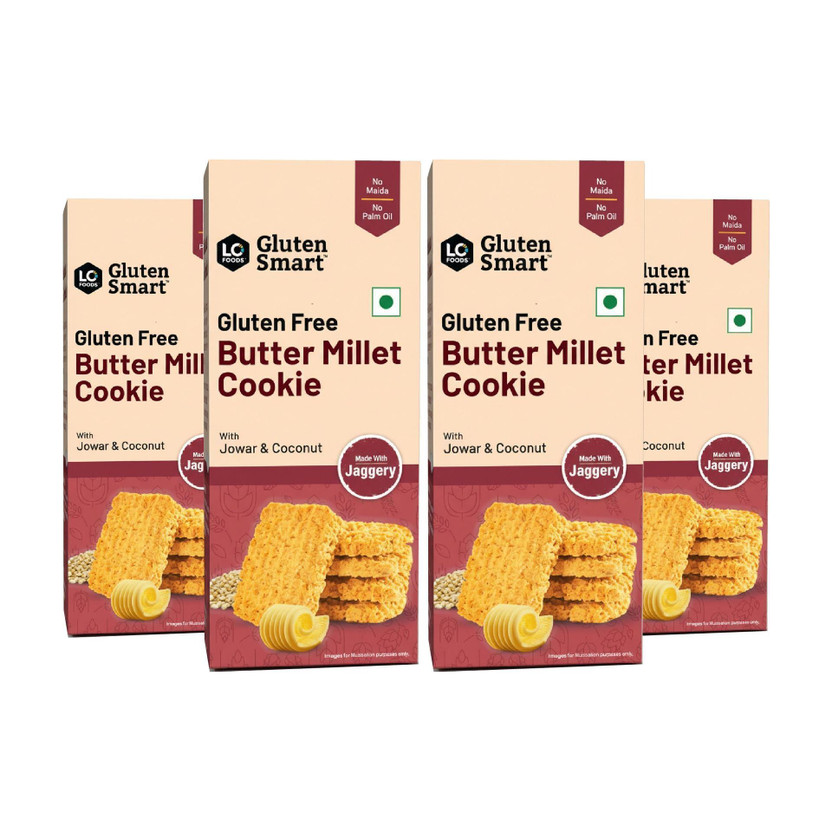 Flipkart Lo! Gluten Free Butter Millet Cookies, No Added Sugar Biscuit Cookies(4 x 80 g) - Flipkart Deal