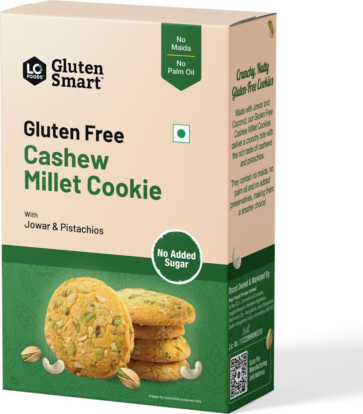 Lo! Foods Gluten Free Pista, No Added Sugar Cookies Biscuit(200 g)