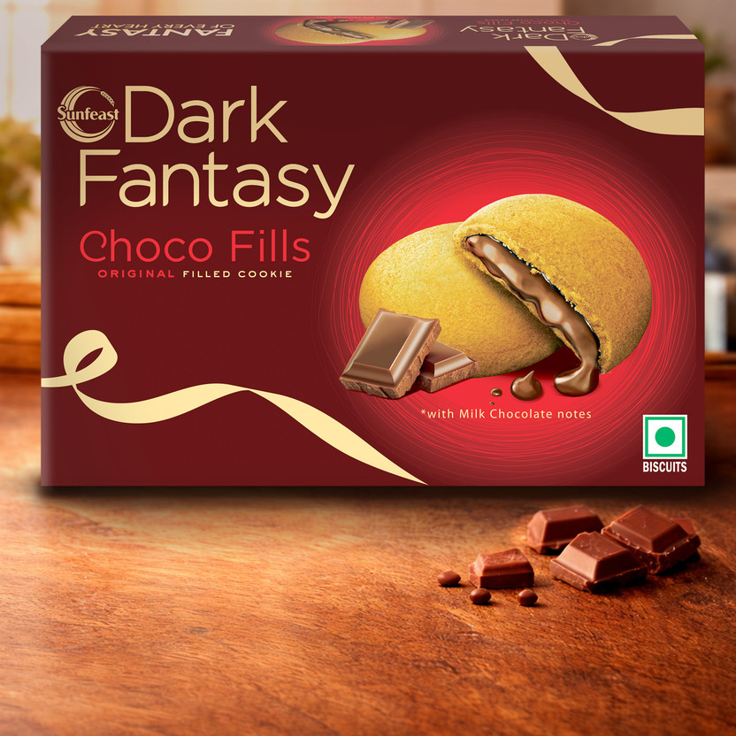 Sunfeast Dark Fantasy Choco Fills, Original Filled Cookies with Choco Creme|Perfect Snack Cream Filled Biscuit(230 g)