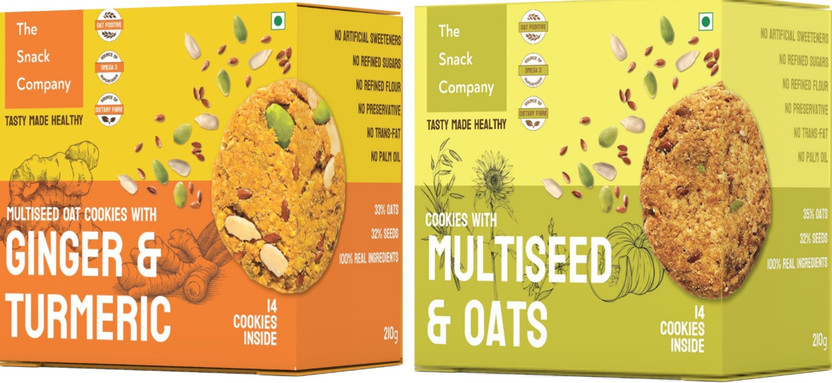 The Snack Company Healthy Oats & Multi Seed - Ginger Turmeric Combo Cookies(2 x 210 g)