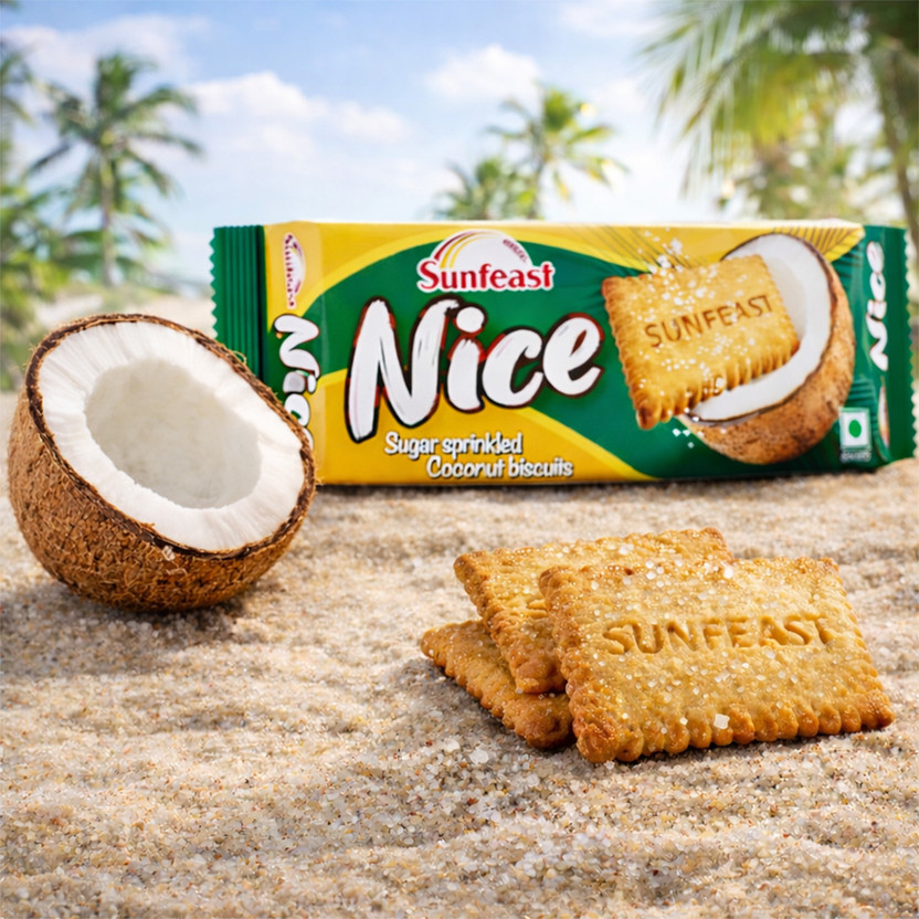 Sunfeast Nice Sugar Sprinkled Coconut Biscuits Plain Biscuit(142 g)
