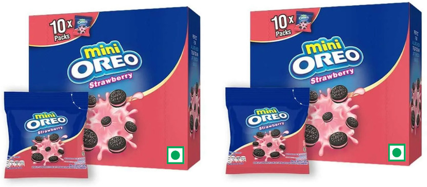 Mondelez International Mini Oreo Strawberry Cookies Sandwich Biscuit Cookies Biscuit(2 x 204 g)