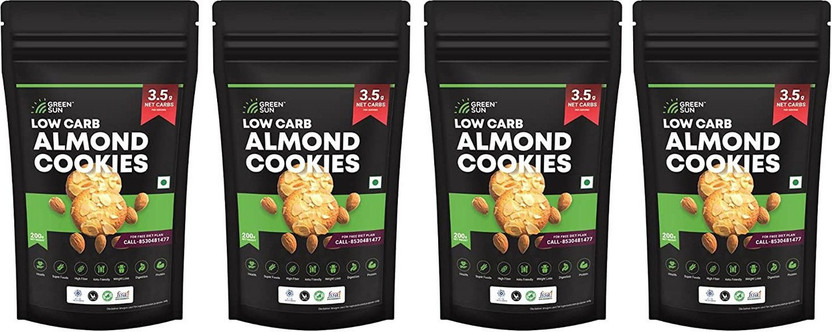 GREEN SUN Healthy Diet Almond Keto Flour Dietary Protein Cookie Biscotti Biscuit(4 x 200 g)