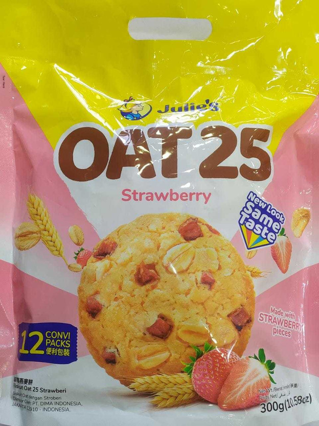 Julie's OAT 25 STRAWBERRY COOKIES PACK OF 12 (IMPORTED) 300G Cookies Biscuit(12 x 25 g)