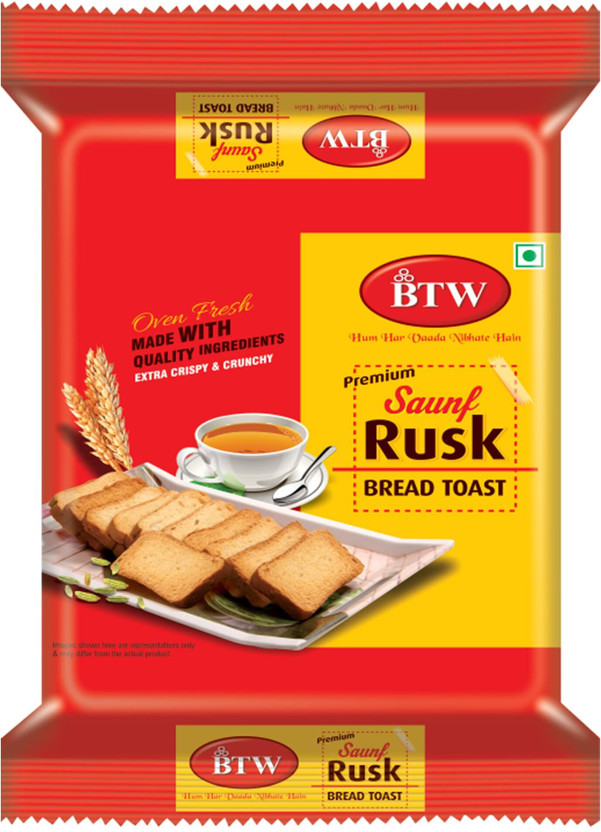 BTW Saunf Rusk Toasted 300g Healthy Diet Toast Plain Biscuit(300 g)