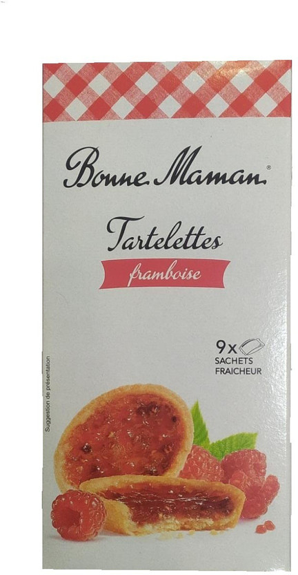 Bonne Maman TARTELETTES RASPBERRY FLAVORED IMPORTED MADE IN FRANCE (Pack of 9) Cookies Biscuit(9 x 15 g)