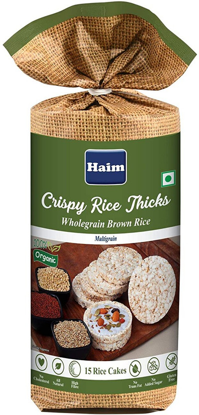 Haim Organic Crispy Rice Thicks Wholegrain Brown Rice Cake with Multigrain High Fiber Biscuit(100 g)