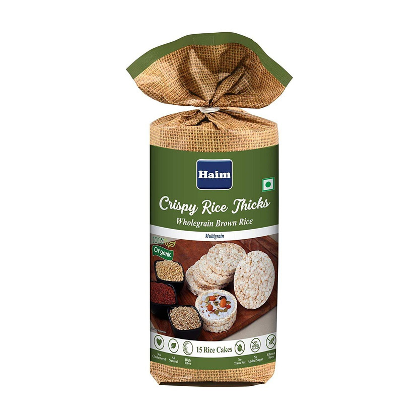Haim Organic Crispy Rice Thicks Wholegrain Brown Rice Cake with Multigrain High Fiber Biscuit(100 g)