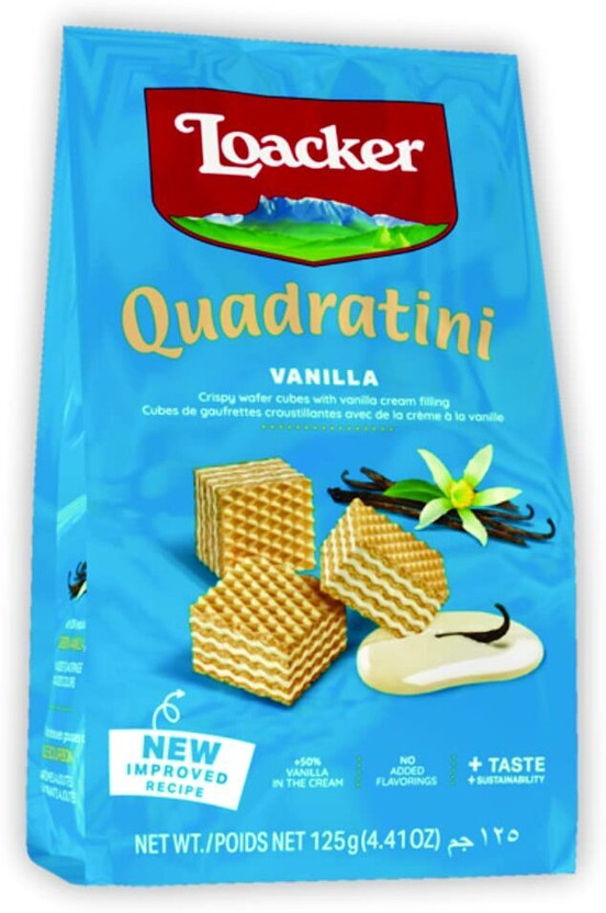 LOACKER Quadratini Vanilla Premium Crispy Bite (IMPORTED FROM ITALY) Cream Cracker Biscuit(125 g)