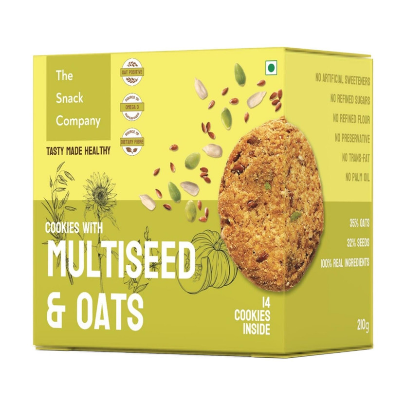 The Snack Company Guilt-Free Multi Seed Oats | No Added Wheat & Maida | Healthy Oats Cookies(210 g)