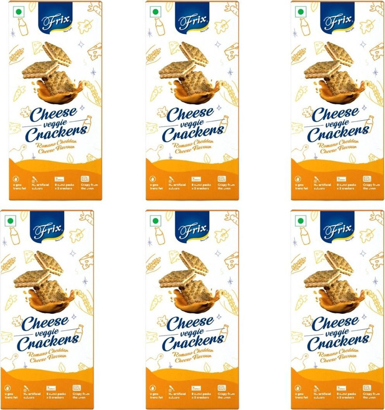 FRIX Cheese Crunchy Cracker Cream Biscuits Veg Premium cheese taste Import Quality Cream Cracker Biscuit(6 x 160 g)
