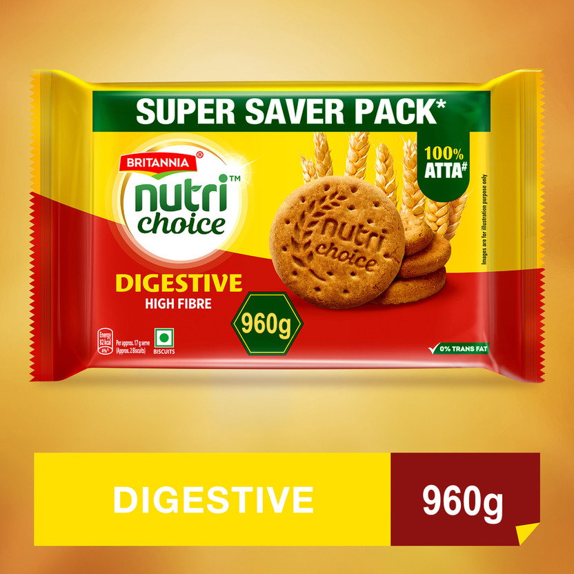BRITANNIA Nutrichoice Digestive High Fiber Biscuit(5 x 192 g)