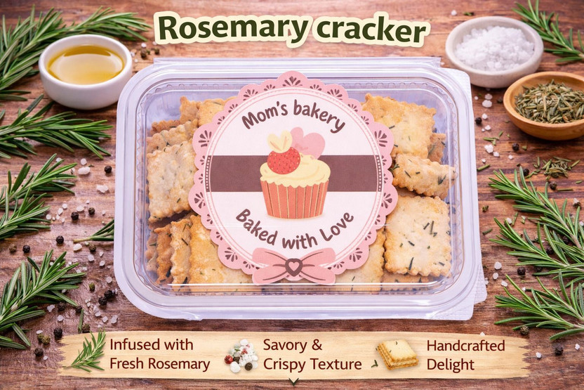 MOM'S BAKERY Rosemary Crunchy, Healthy & Flavourful Crackers | Perfect for Tea Time & Parties Cracker(150 g)