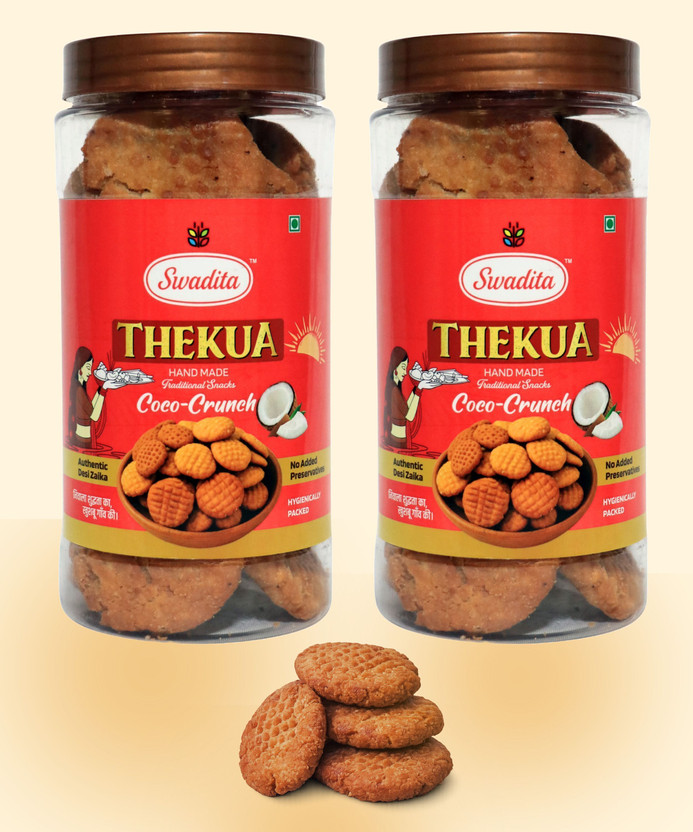 SWADITA SWADITA Authentic Wheat & Coconut Thekua | No Maida Handmade Sweet Cookies(2 x 450 g) - Flipkart Deal