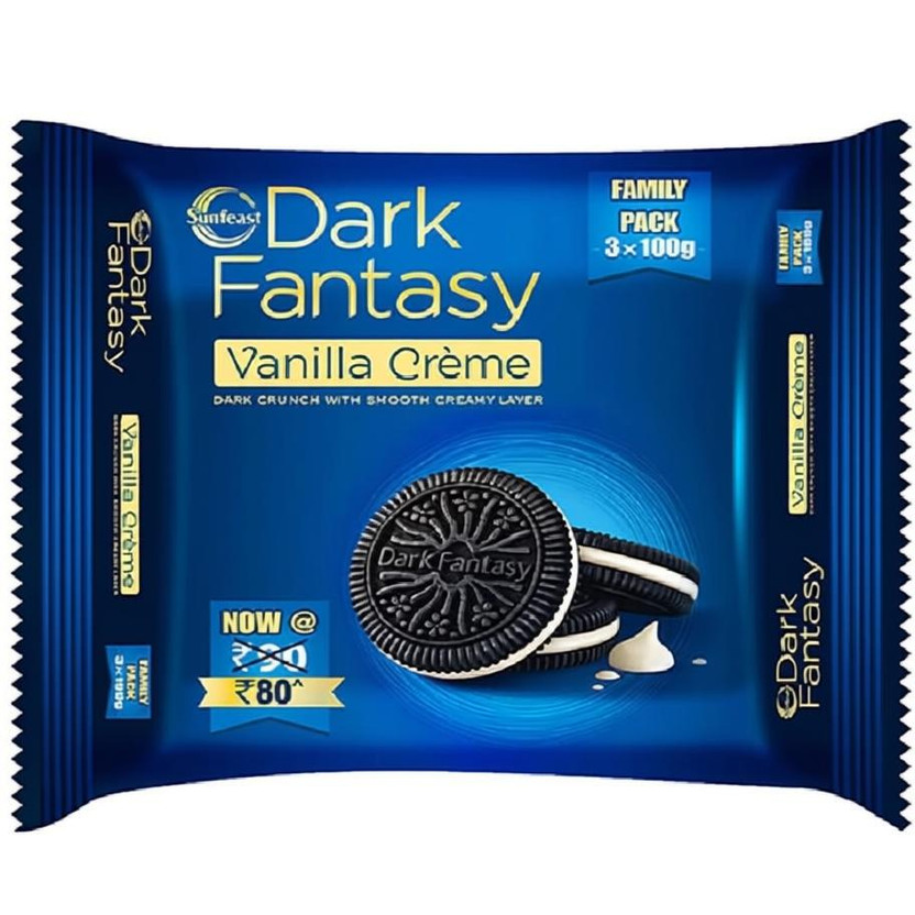 Sunfeast Sunfeast Dark Fantasy Vanilla Creme Flavor Bakery Biscuit(300 g) - Flipkart Deal
