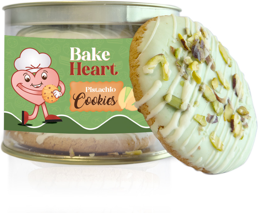 BakeHeart Pistachio Cookies with White Chocolate Cookies(200 g)