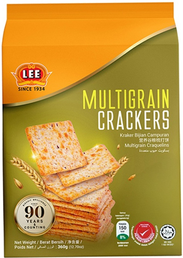 Lee Biscuits Cracker Multigrain 360g | Healthy & Crunchy Crackers | High-Fibre Baked Biscuits Cracker(308 g)