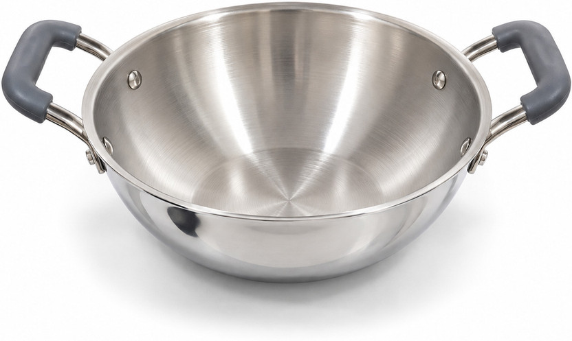 Oryon Oryon global ventures Induction Bottom kadhai Kadhai 22 cm diameter with Lid 2 L capacity(Stainless Steel, Non-stick, Induction Bottom) - Flipkart Deal