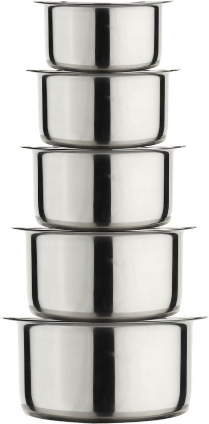 LIMETRO STEEL Set of 5 High Quality 22Gauge Induction & Gas Stove Compatible Tope Set with lid Cookware Set(Stainless Steel, 5 - Piece)