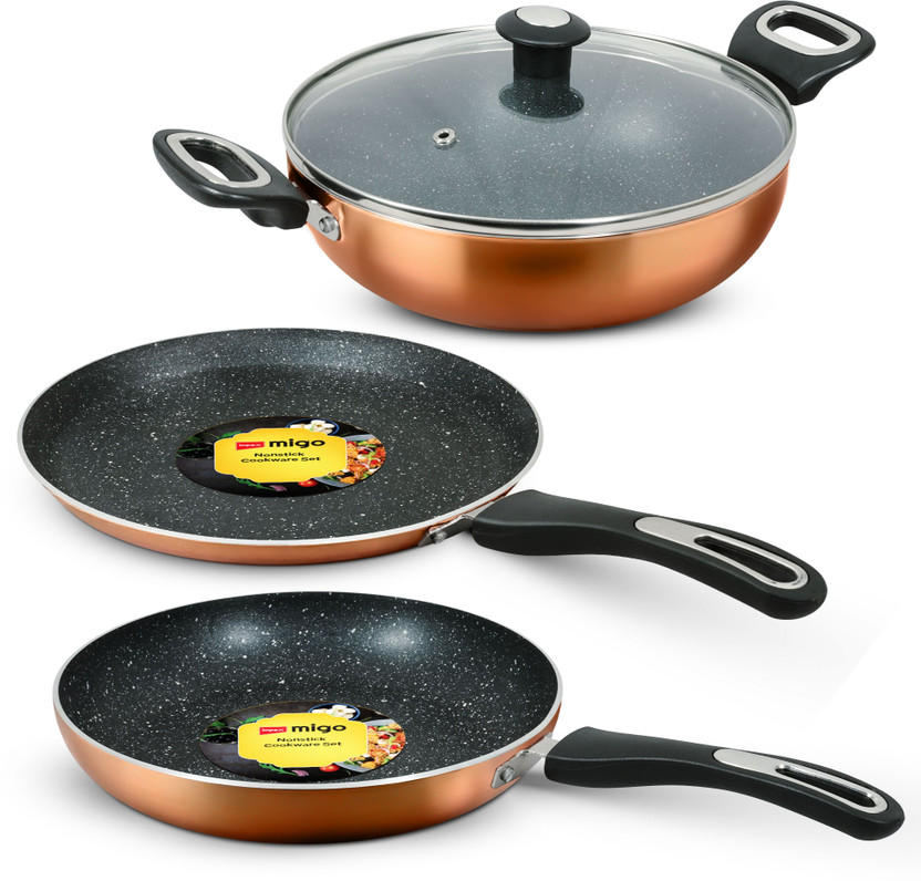 IMPEX 4 Pcs Nonstick Induction Bottom Granite Cookware set FKT Festival Gift Set Induction Bottom Non-Stick Coated Cookware Set(Aluminium, 4 - Piece)