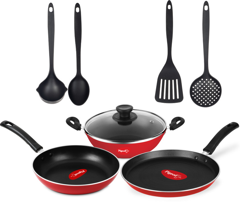 Pigeon Mio Gift Set Non-Stick Coated Cookware Set(Aluminium, 8 - Piece)