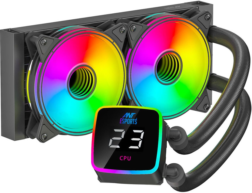 Ant Esports ICE Flow 240 ARGB 240MM|AIO with Display Cooling Fan Cabinet Cooler(Black)