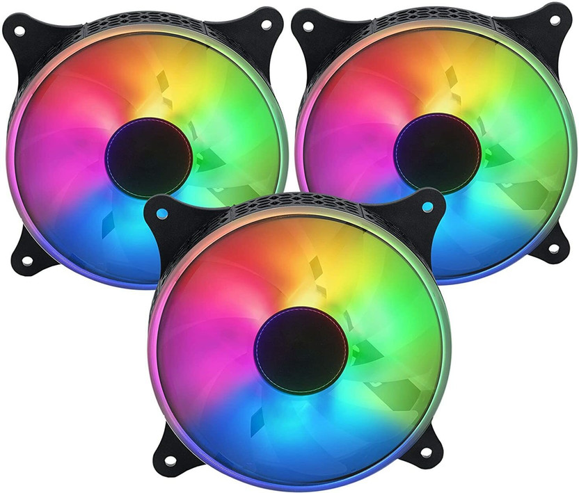 STORITE 3 Pack RGB LED Series 120mm Case Fan for Computer Case - 4Pin Molex connector Cooling Fan Cabinet Cooler(RGB)