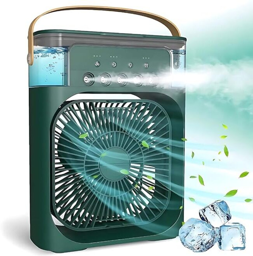 XORQO TECH 40 L Room/Personal Air Cooler(Green, Portable Air Cooler Mini AC Fan with LED Timer Spray & Speed Modes)