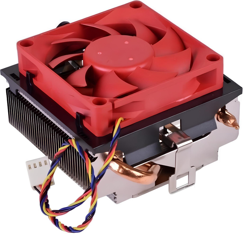 ELECTRO WOLF Aluminum 4-Pin PWM 70mm 3500 RPM Fan Pre-Applied Thermal Paste for AMD Socket Fan with Heat Sinks Processor Cooler(Red)