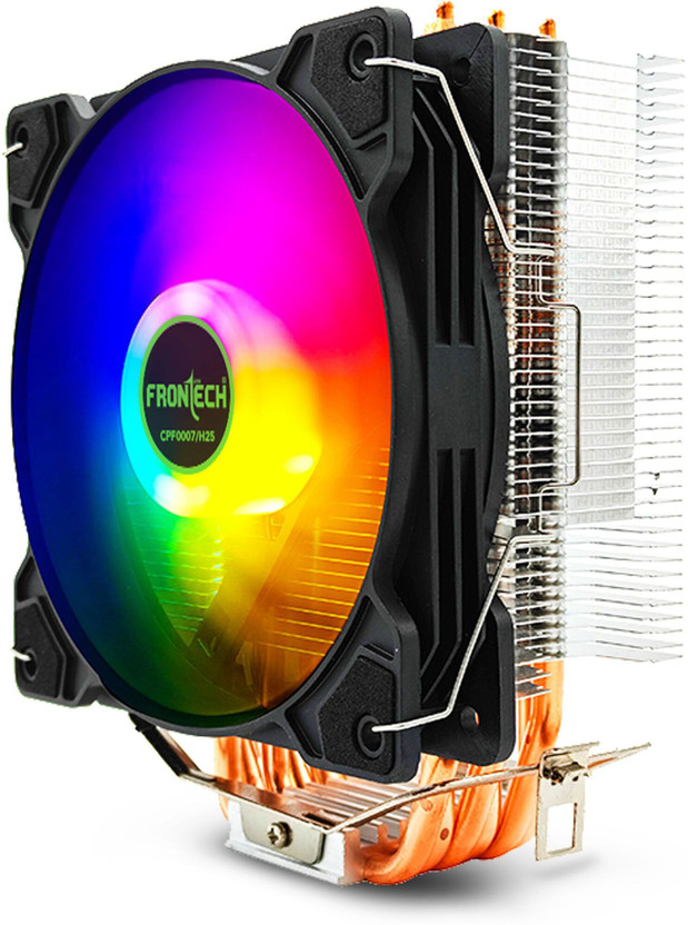 Frontech RGB CPU Cooler | 6 Heat Pipes | 120mm Silent Fan | LGA1700/AM5| Fan with Heat Sinks Cabinet Cooler(Multicolor)