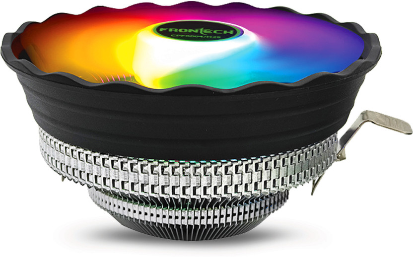 Frontech CPU Cooler | 120mm Fan | 1500 RPM | 3-Pin 12V Connector Fan with Heat Sinks Cabinet Cooler(RGB Lighting)