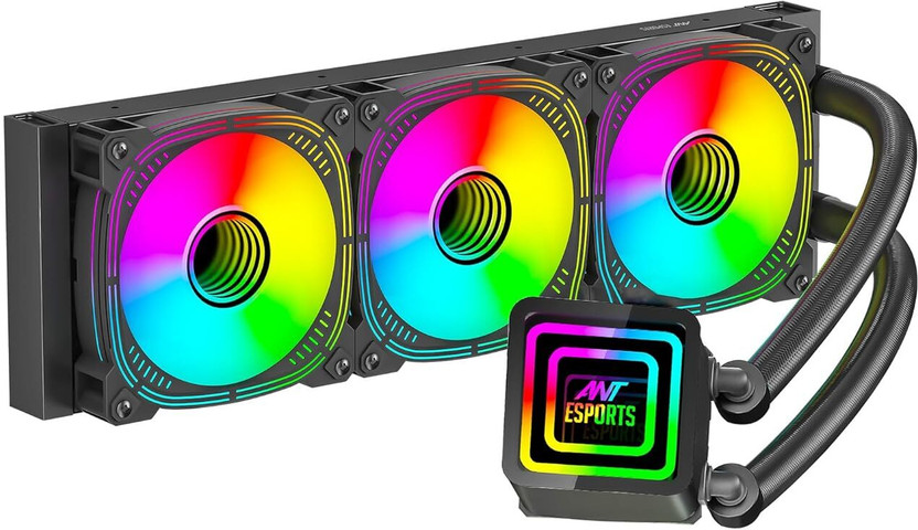 Ant Esports ICE Infinite 360 ARGB 360mm ARGB with Infinity Mirror Liquid AIO Liquid Cooling Cabinet Cooler(Black)