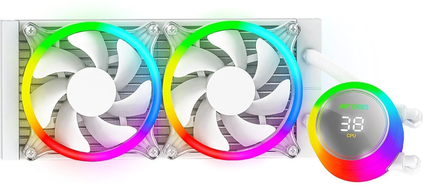 Ant Esports ICE Chroma 240 ARGB 240mm /AIO with CPU Temperature Display Liquid Cooling Cabinet Cooler(White)