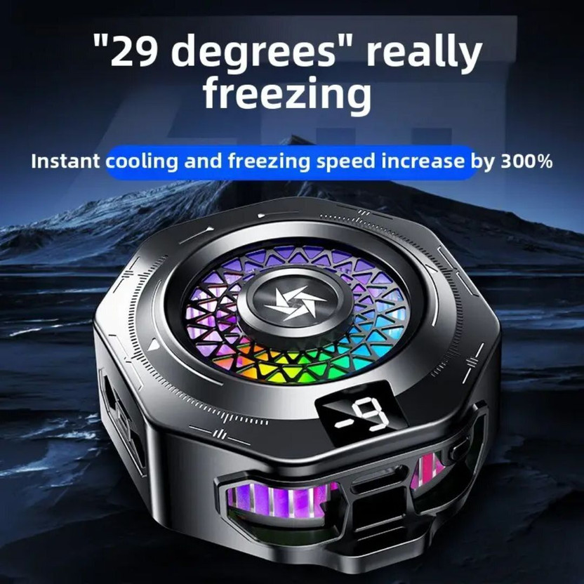 ElectroEra Enterprise Magnetic Gaming Phone Cooler – Real-Time Temp and RGB Effects 1 Fan Cooling Pad(Black)
