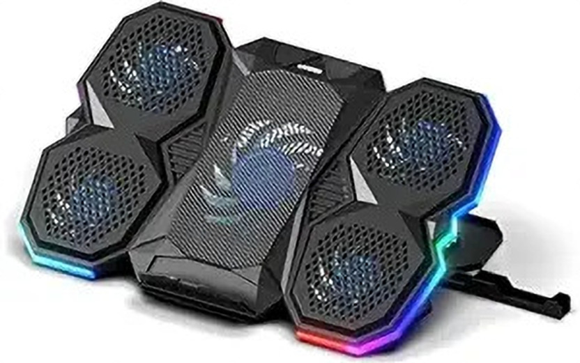 Lapster LS-0086 5 Fan Ergonomic Cooling Pad with Adjustable Height(Black)