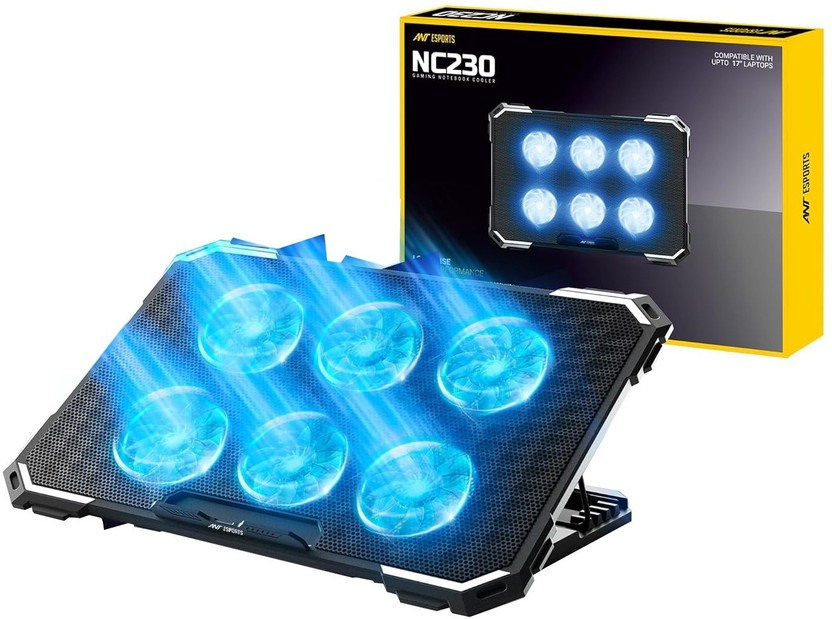 Ant Esports NC230 6 Fan Ergonomic Cooling Pad with Adjustable Height(Black)