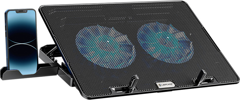 LAPCARE DCX-A101 2 Fan Ergonomic Cooling Pad with Adjustable Height(Black)