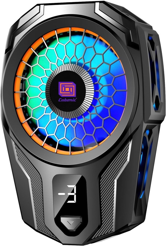 Cubonic SL16 Phone Radiator with2 Gear Peltier Semi-Conductor Wired LED Display Instant 1 Fan Ergonomic Cooling Pad with Adjustable Height(Black)