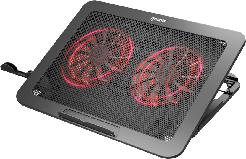 GEONIX CoolZ 2 Fan Ergonomic Cooling Pad with Adjustable Height(Black & Red)