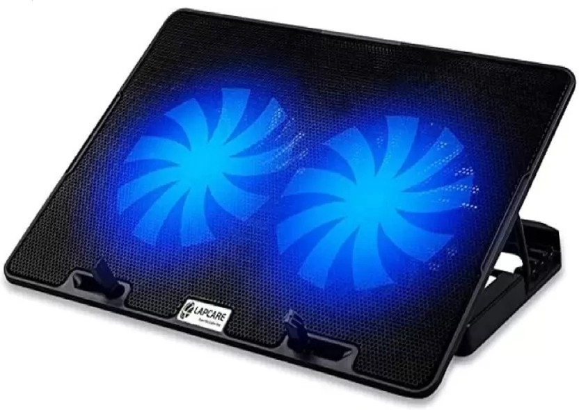LAPCARE DCX-A101 2 Fan Ergonomic Cooling Pad with Adjustable Height(Black)